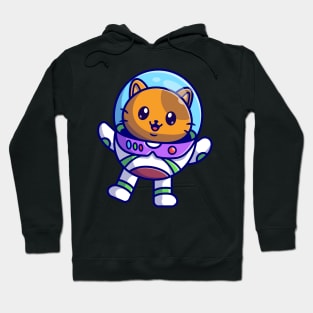 Cute Astronaut Cat Floating On Space Cartoon Hoodie